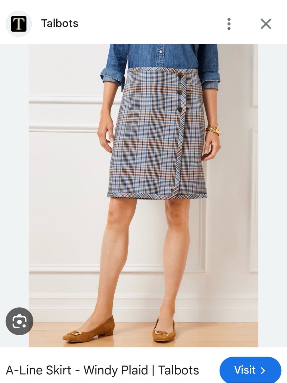 Talbots size 8 A line skirt windy plaid